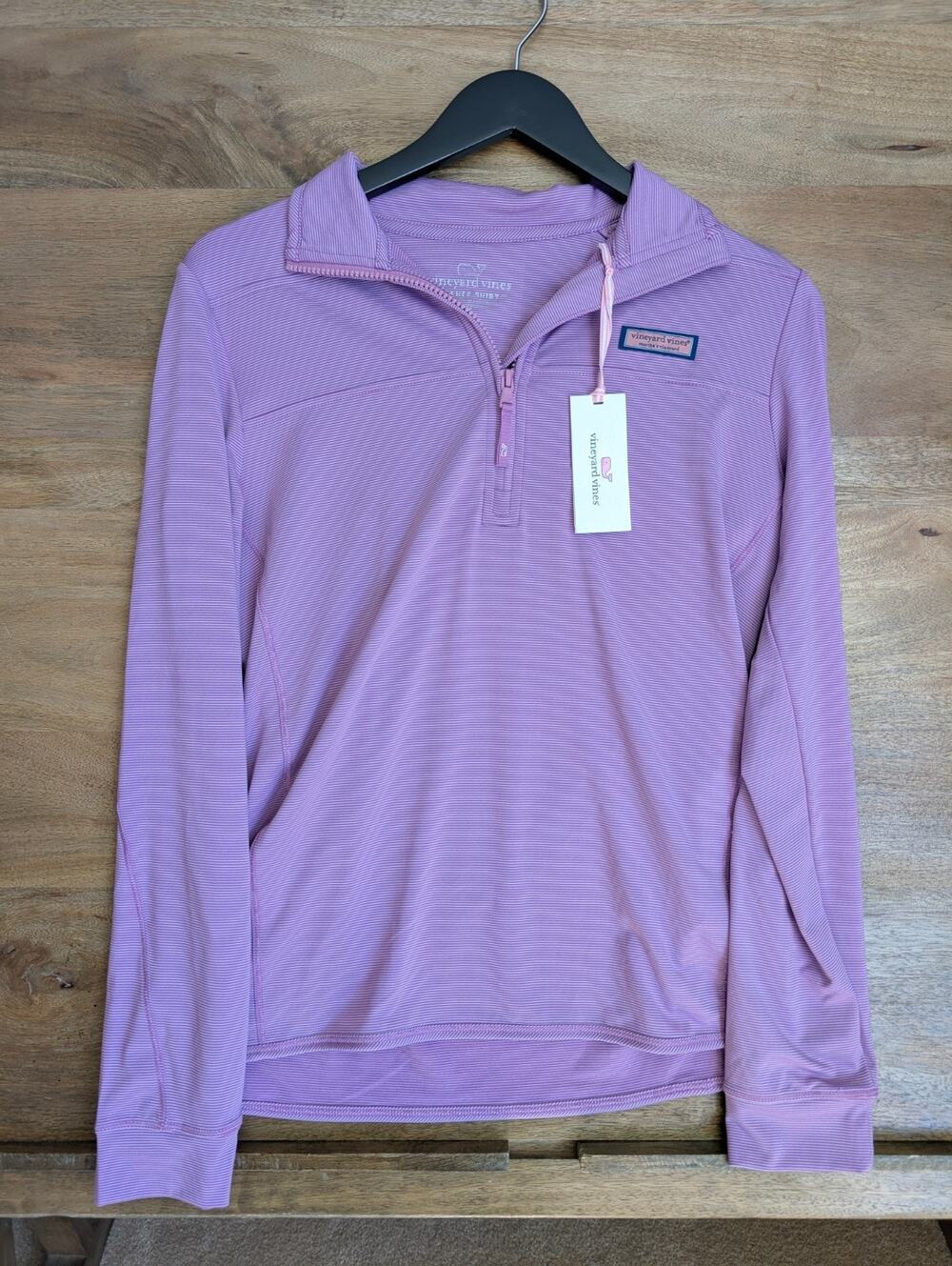 Vineyard Vines Sankaty Shep Shirt Womens XS Pink Striped Long Sleeve 1/4 Zip NWT